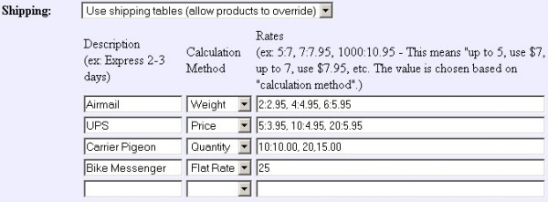 System Shipping Settings