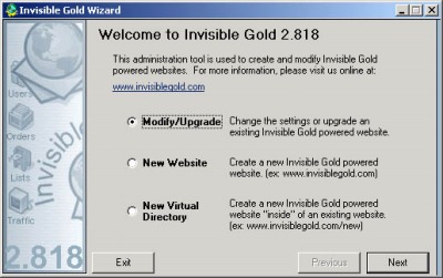 Using the Wizard to Create and Manage Invisible Gold Sites